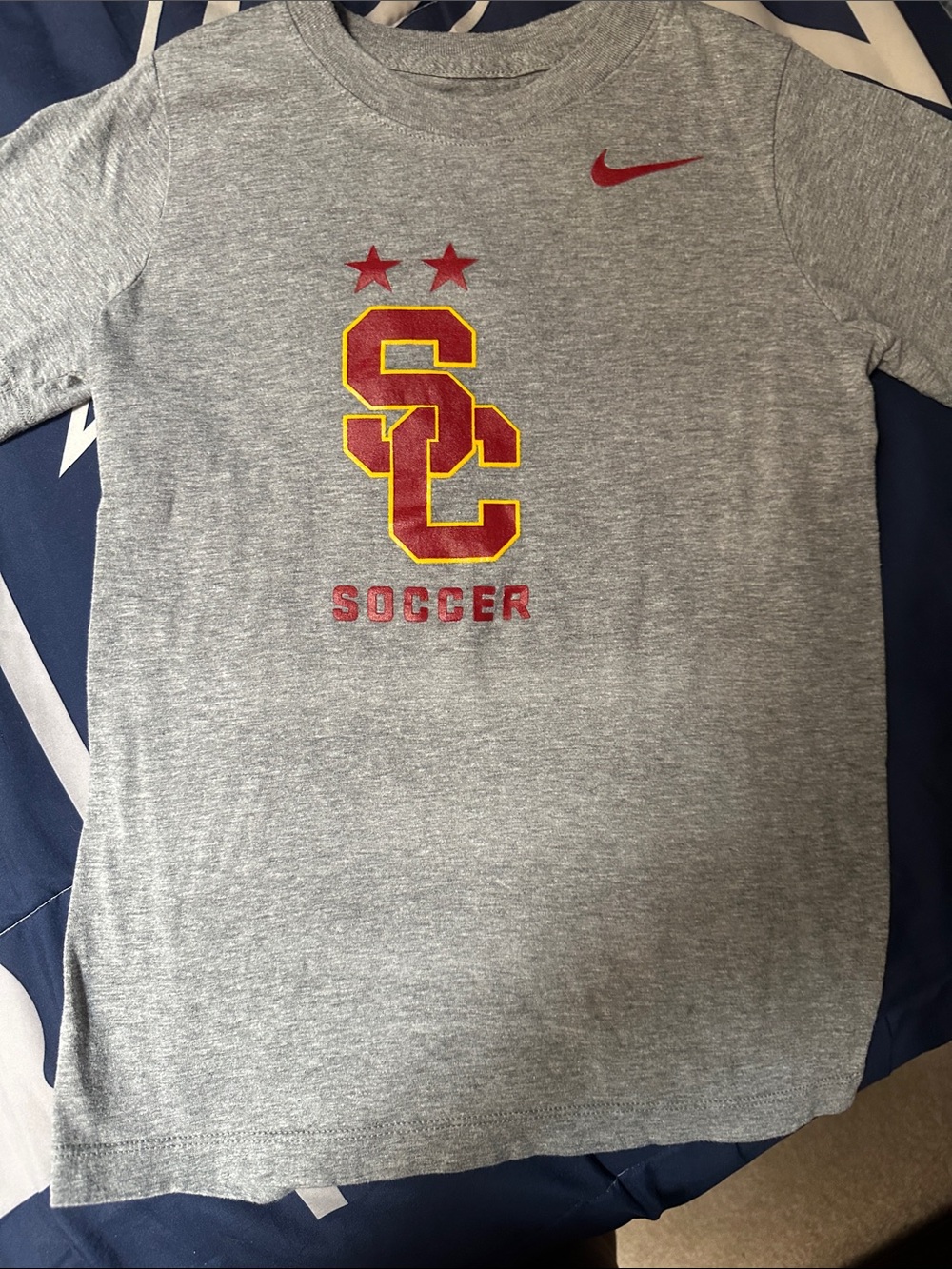 Nike Gray T-Shirt with Red and Gold USC Soccer Logo
